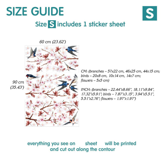Swallow and Cherry Blossom Wall Decals