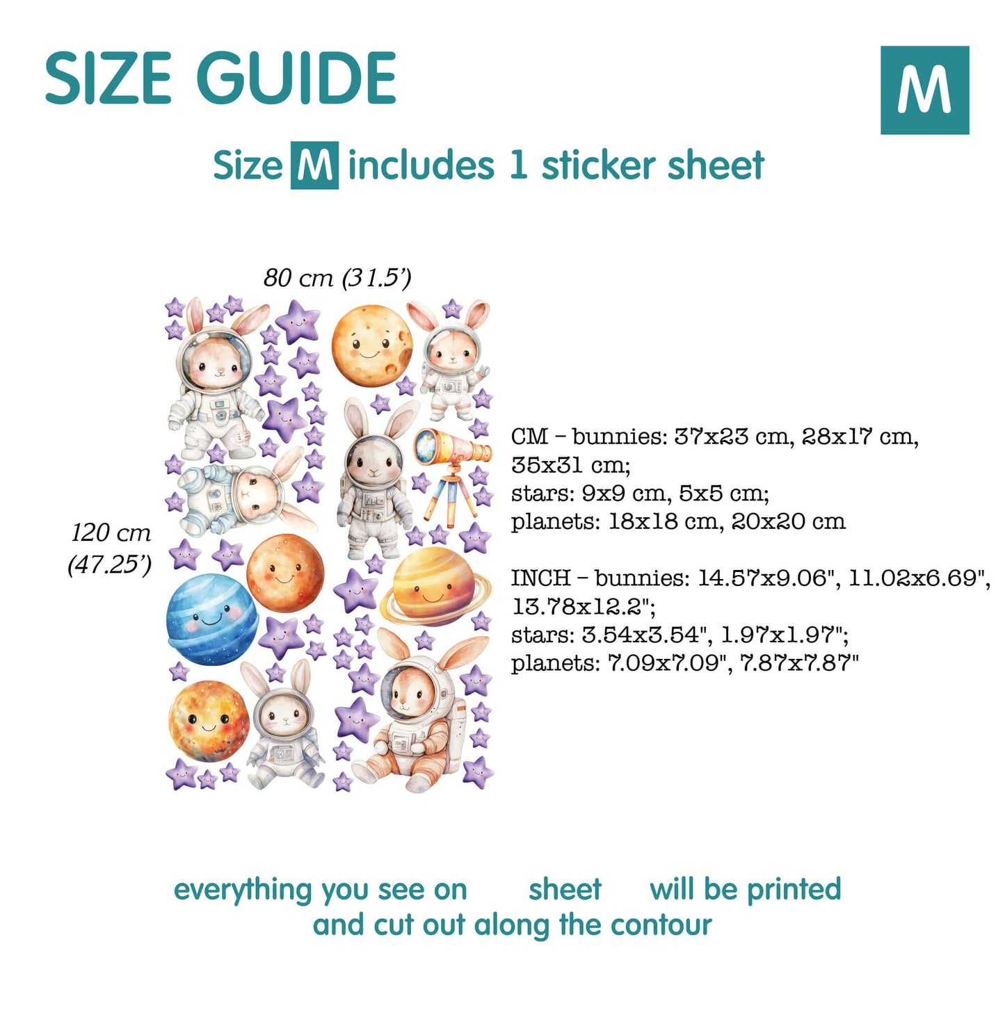 Astronaut Rabbit Wall Decals 5.61