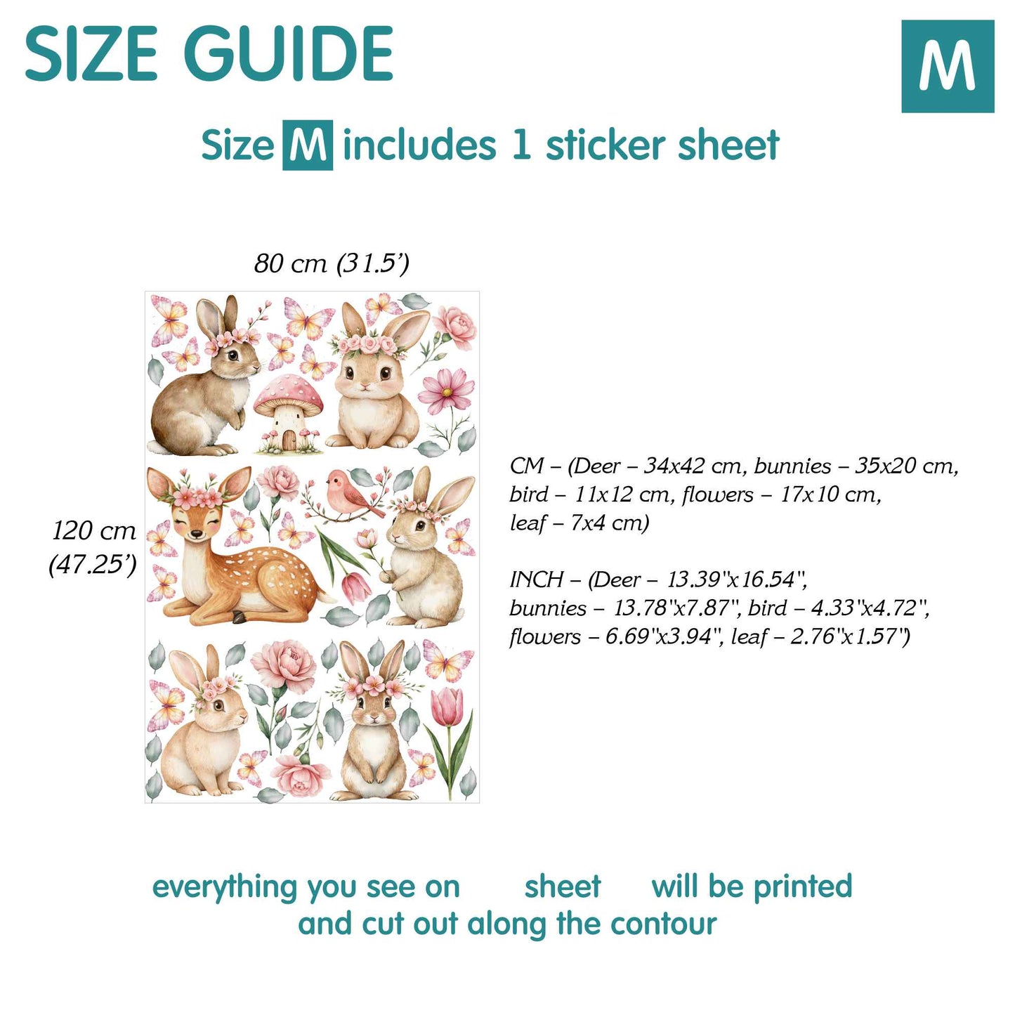 Floral Bunny Wall Decals