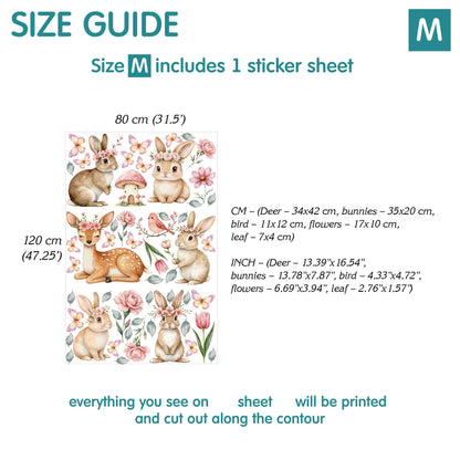 Floral Bunny Wall Decals