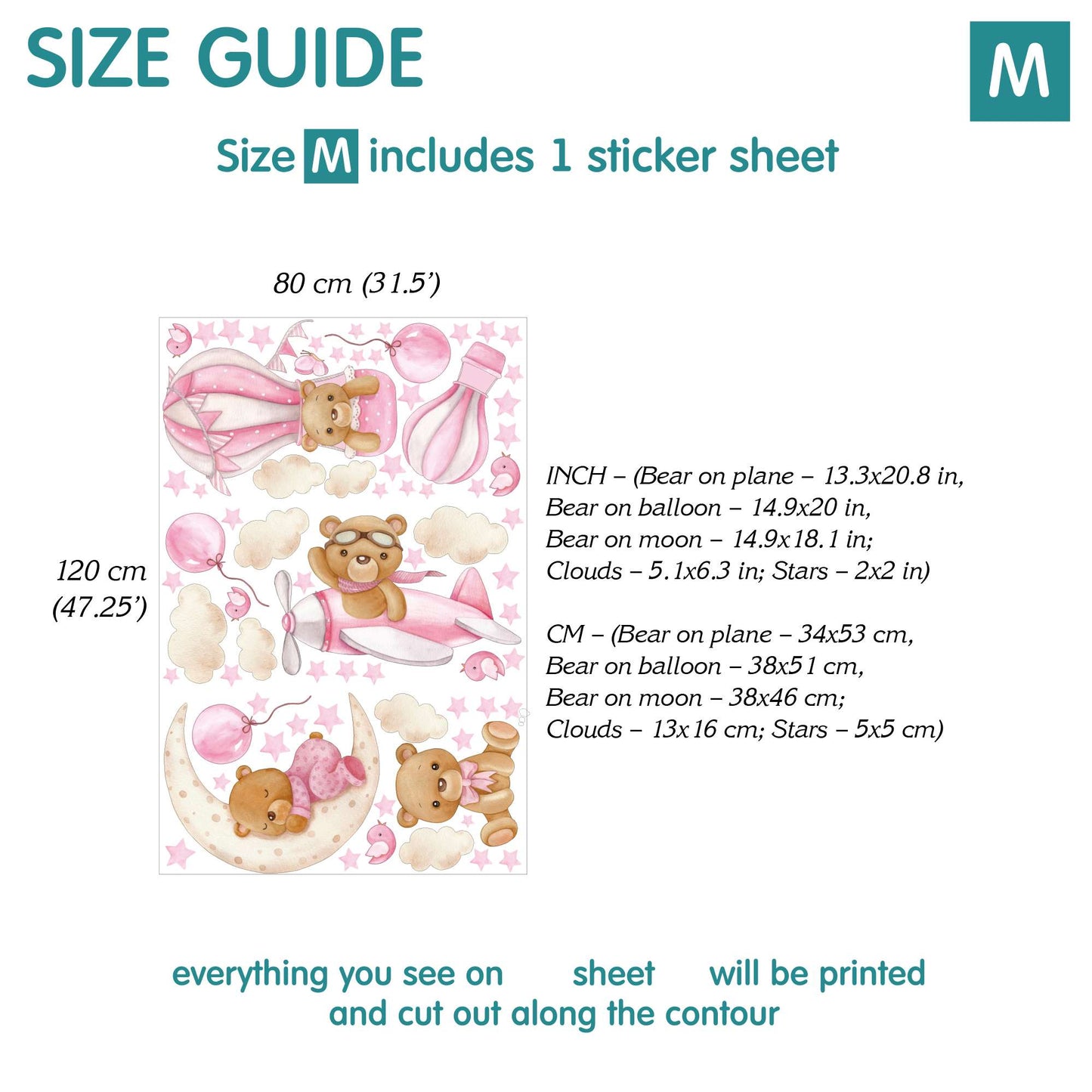Bears Wall Decals 18.20 (Pink)