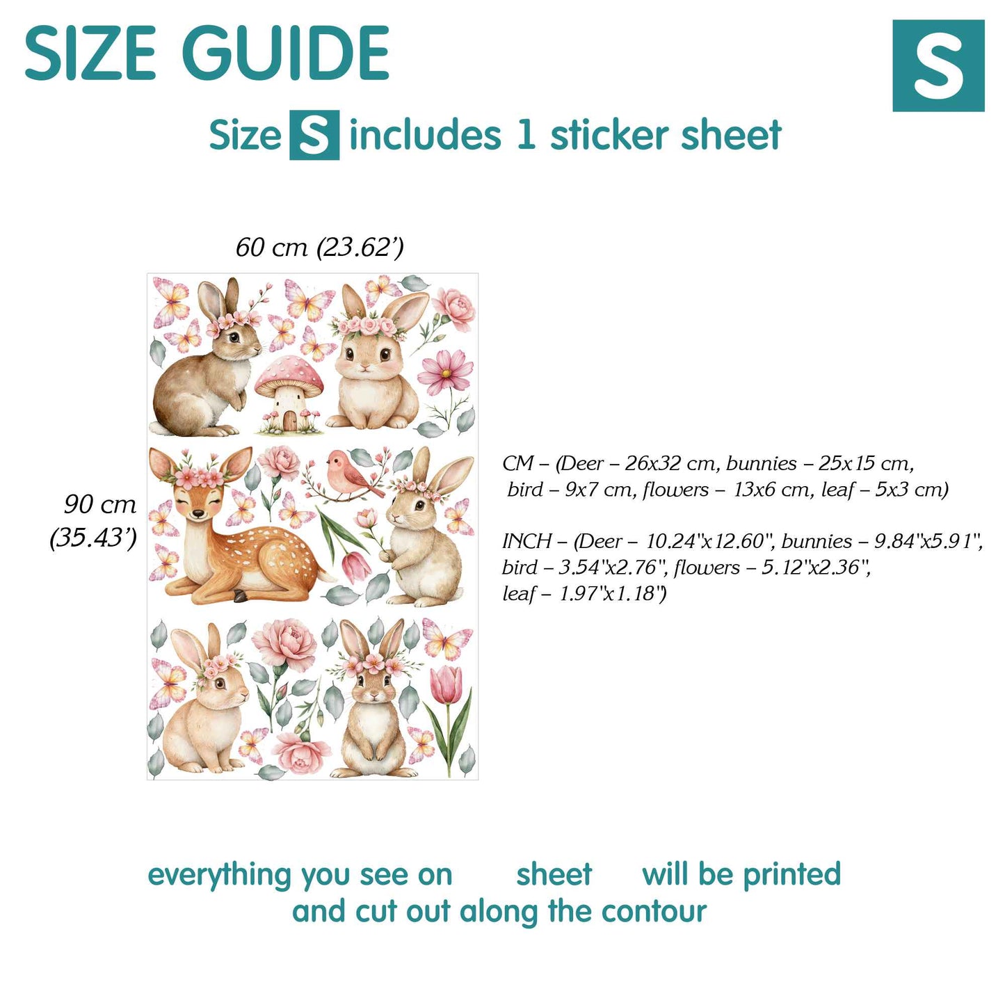 Floral Bunny Wall Decals