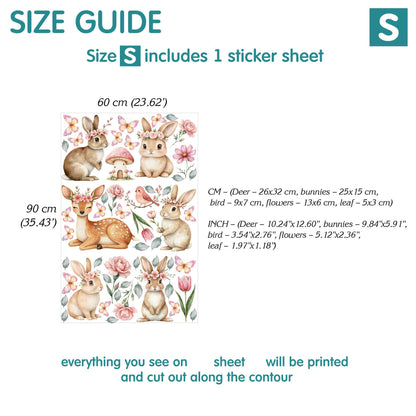 Floral Bunny Wall Decals