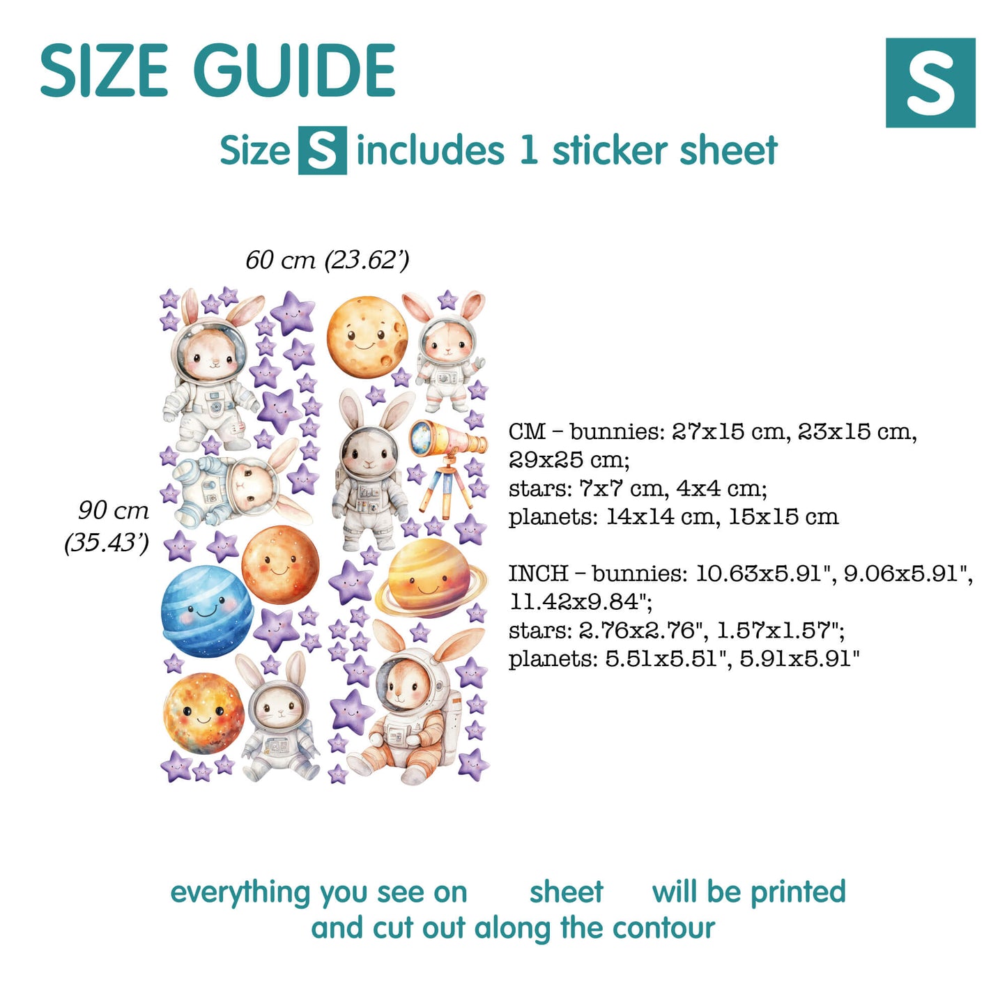 Astronaut Rabbit Wall Decals 5.61