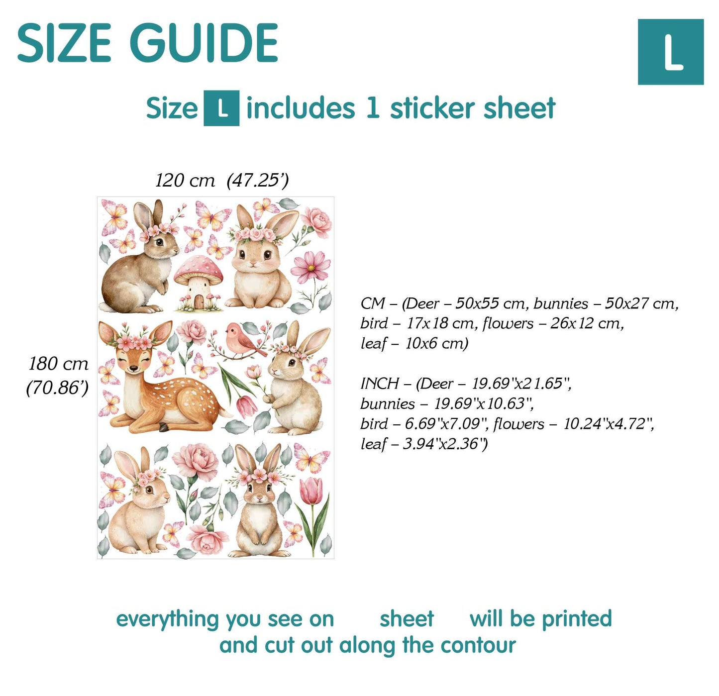 Floral Bunny Wall Decals