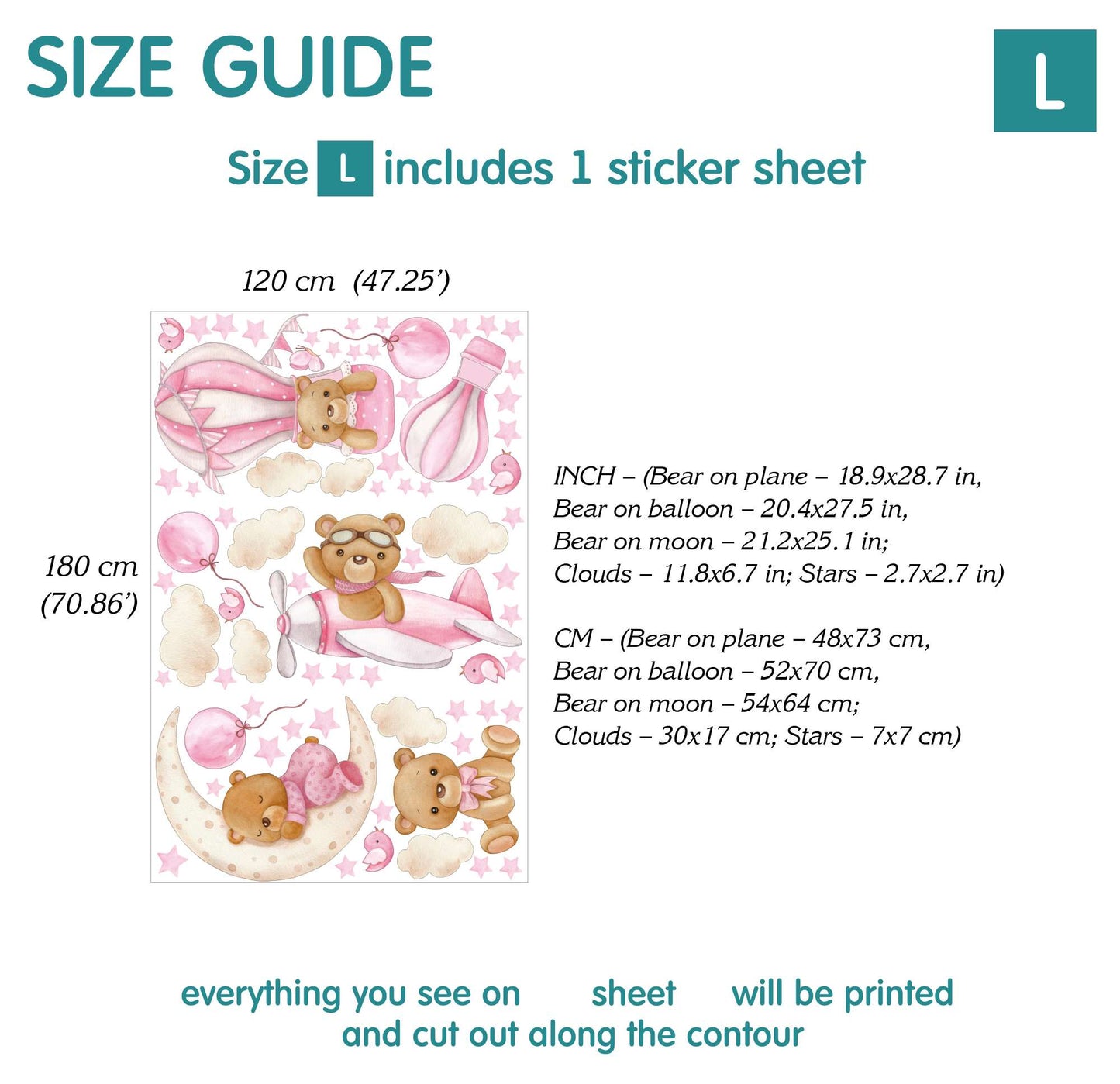 Bears Wall Decals 18.20 (Pink)