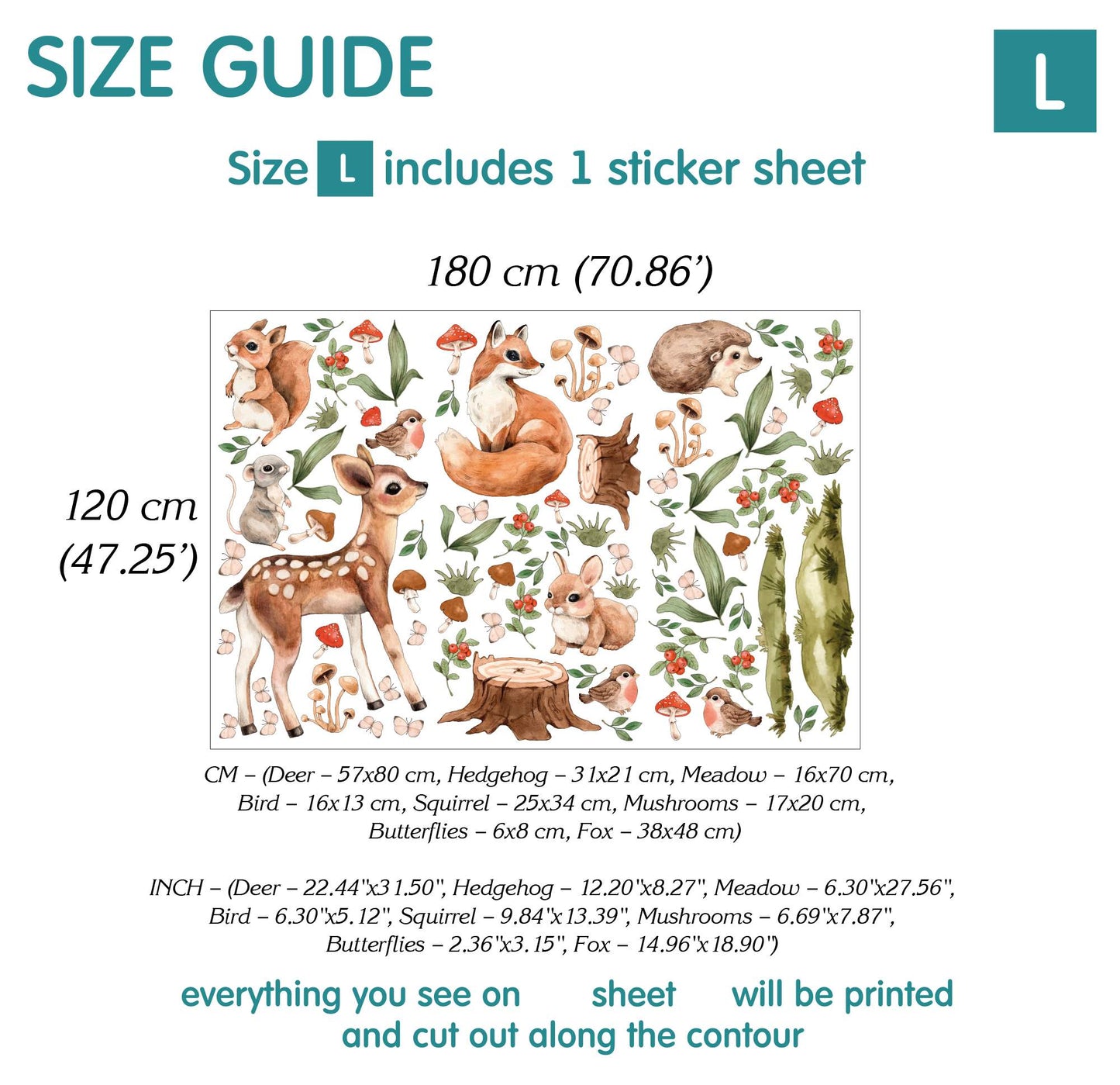 Woodland Animal Wall Decals 6.0