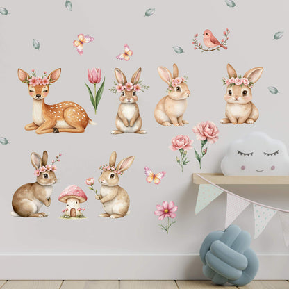 Floral Bunny Wall Decals