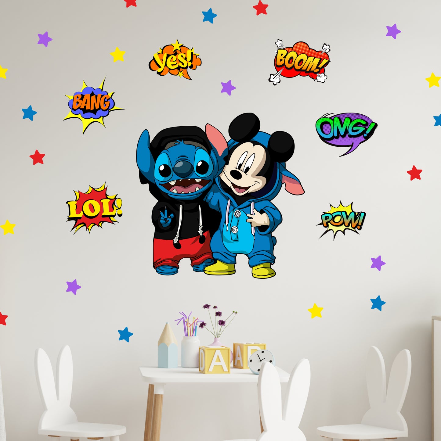 Stitch and Mickey Mousel wall Decals