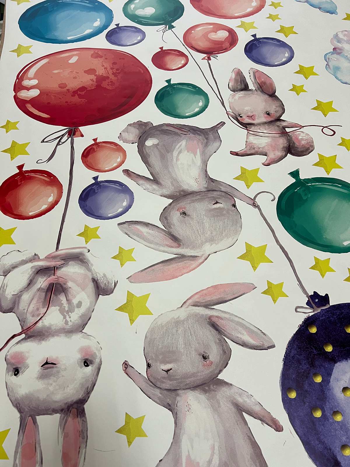 Bunnies Flying Wall Decals (colorful)