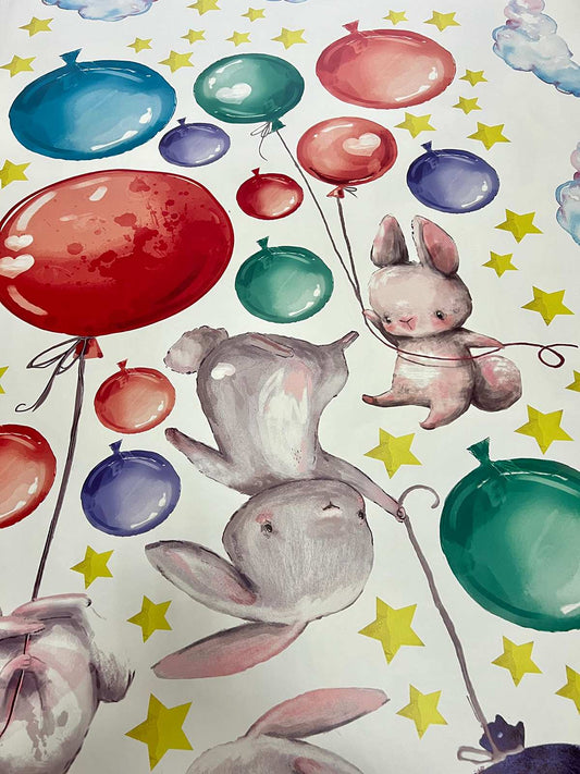 Bunnies Flying Wall Decals (colorful)