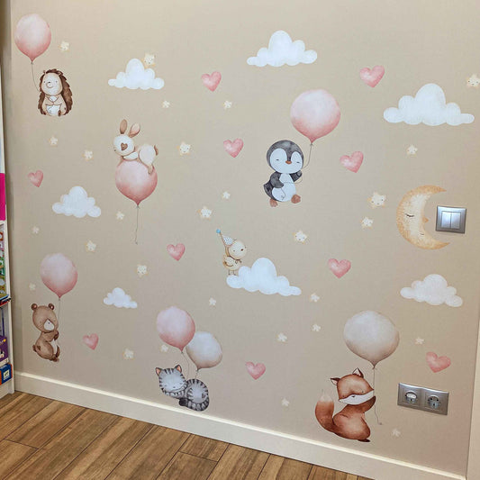 Flying animals Wall Decals 1.0 (Pink)