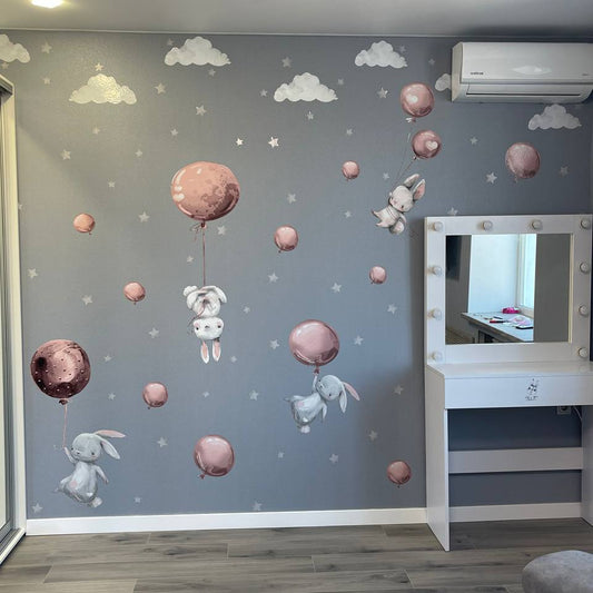 Bunnies Flying Wall Decals