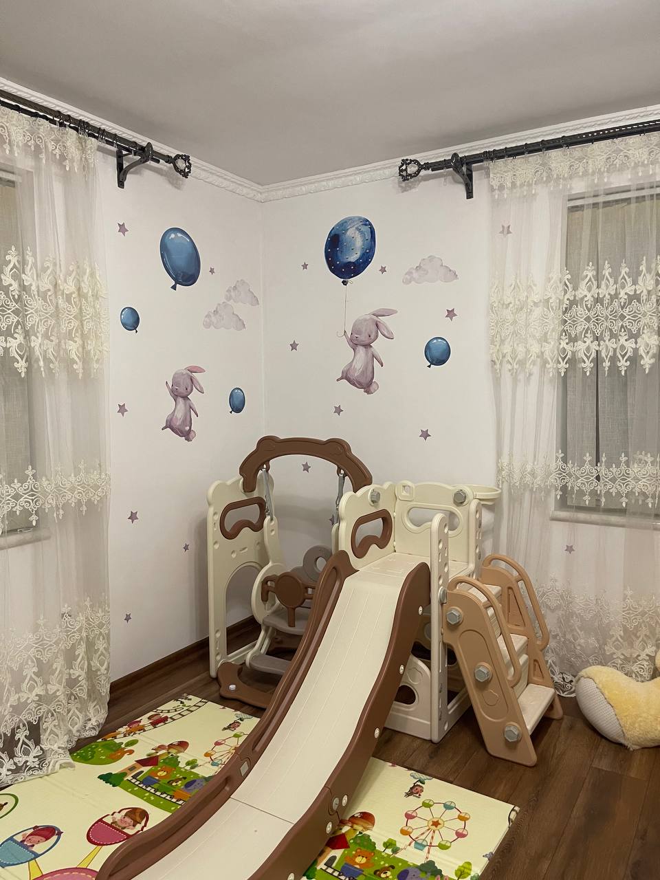 Bunnies Flying Wall Decals (Blue)