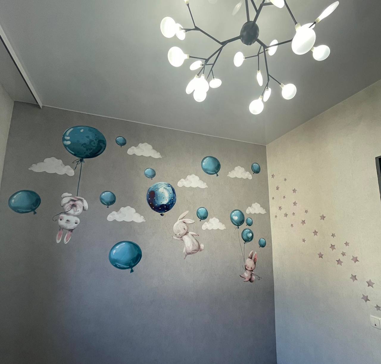 Bunnies Flying Wall Decals (Blue)