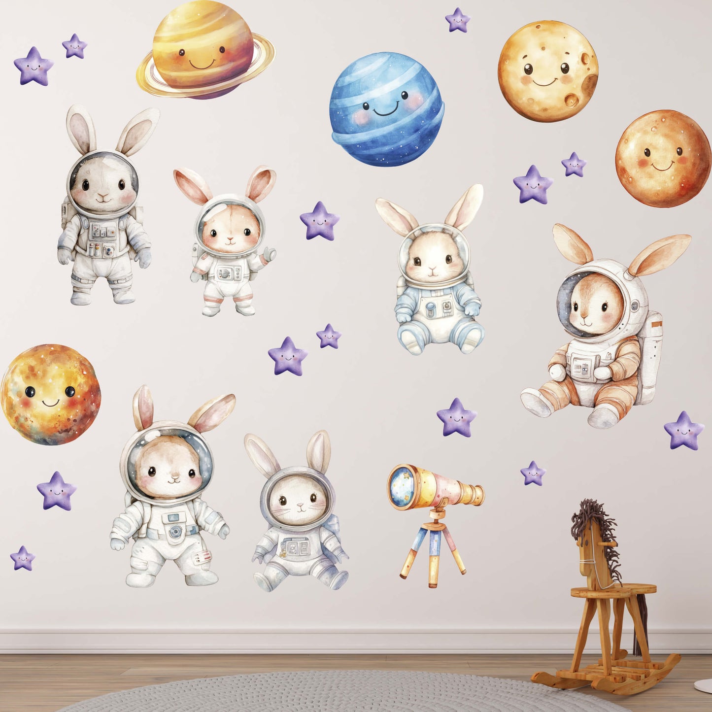 Astronaut Rabbit Wall Decals 5.61