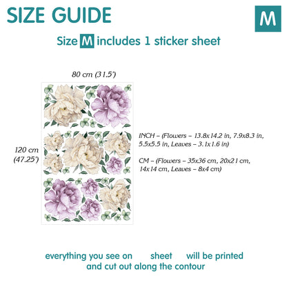 Purple Peony wall decals