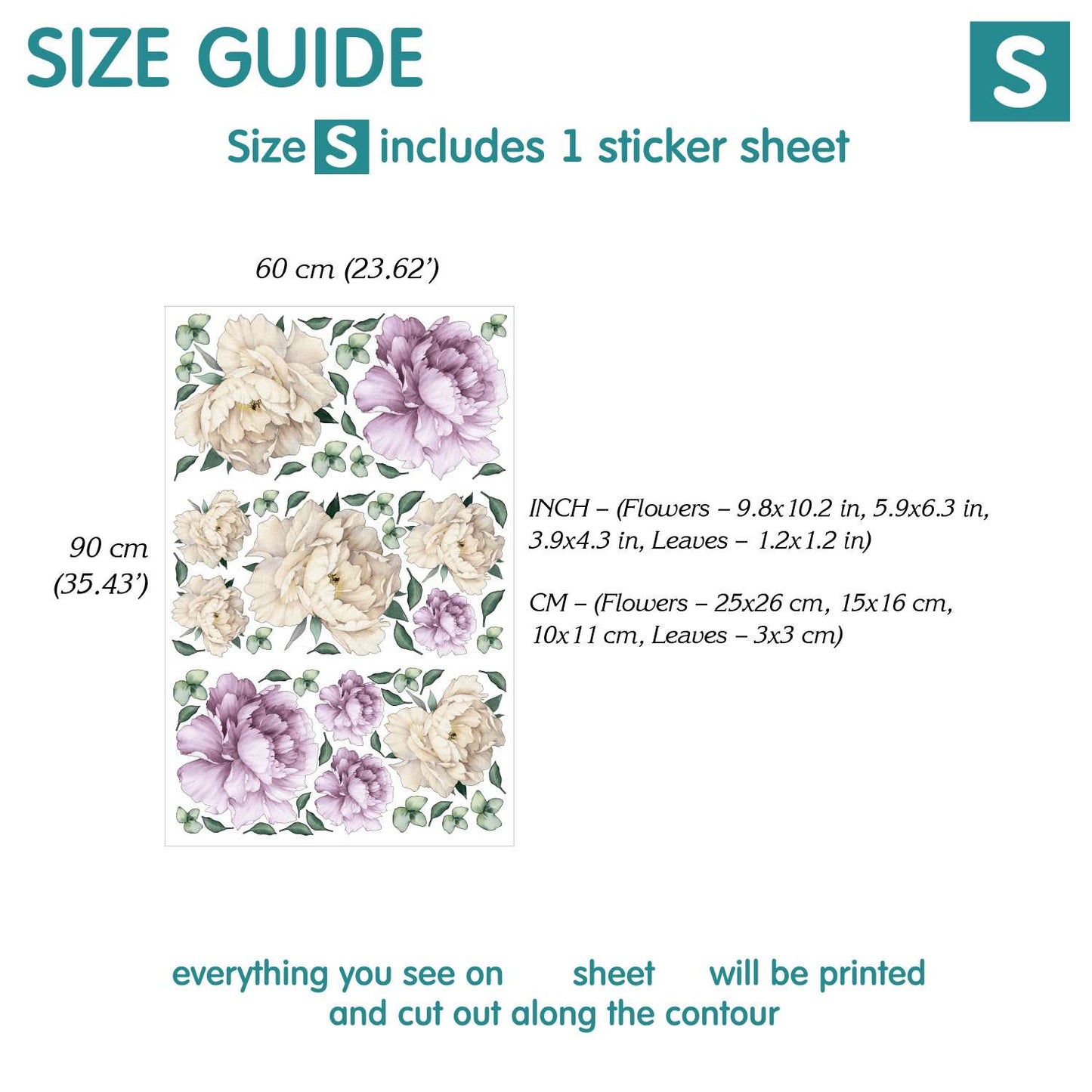 Purple Peony wall decals
