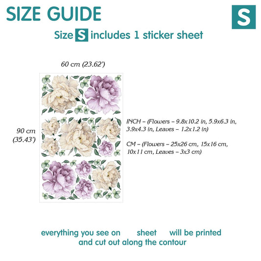 Purple Peony wall decals