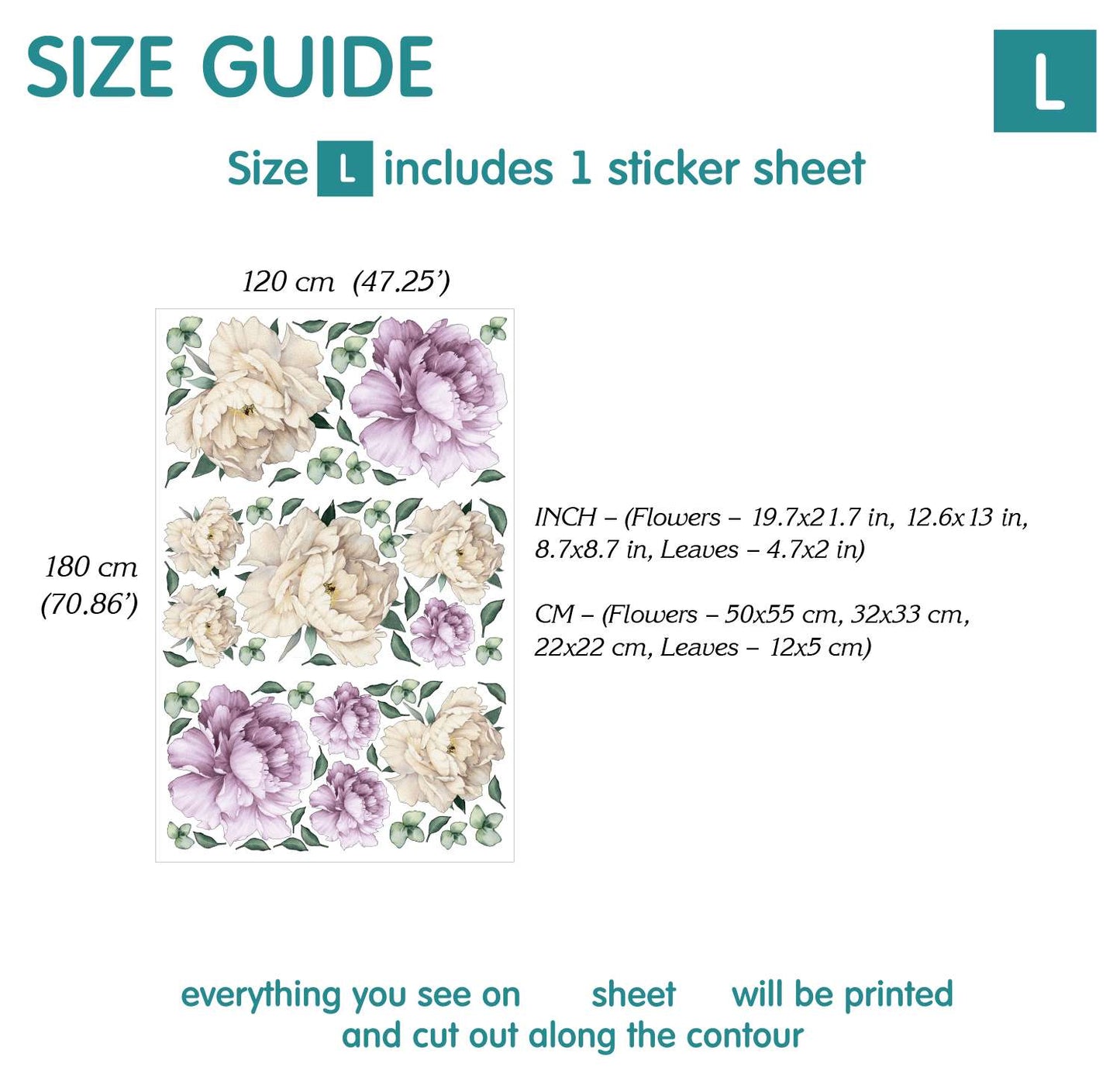 Purple Peony wall decals