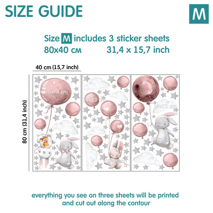 Bunnies Flying Wall Decals (purple)