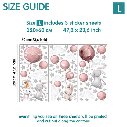 Bunnies Flying Wall Decals (purple)