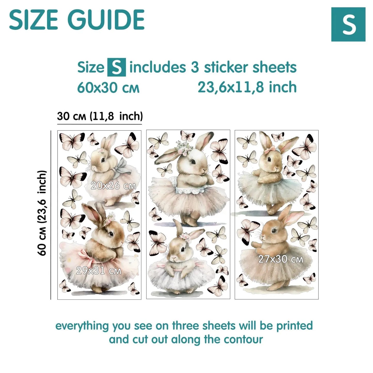 Ballet Bunny Wall Decals