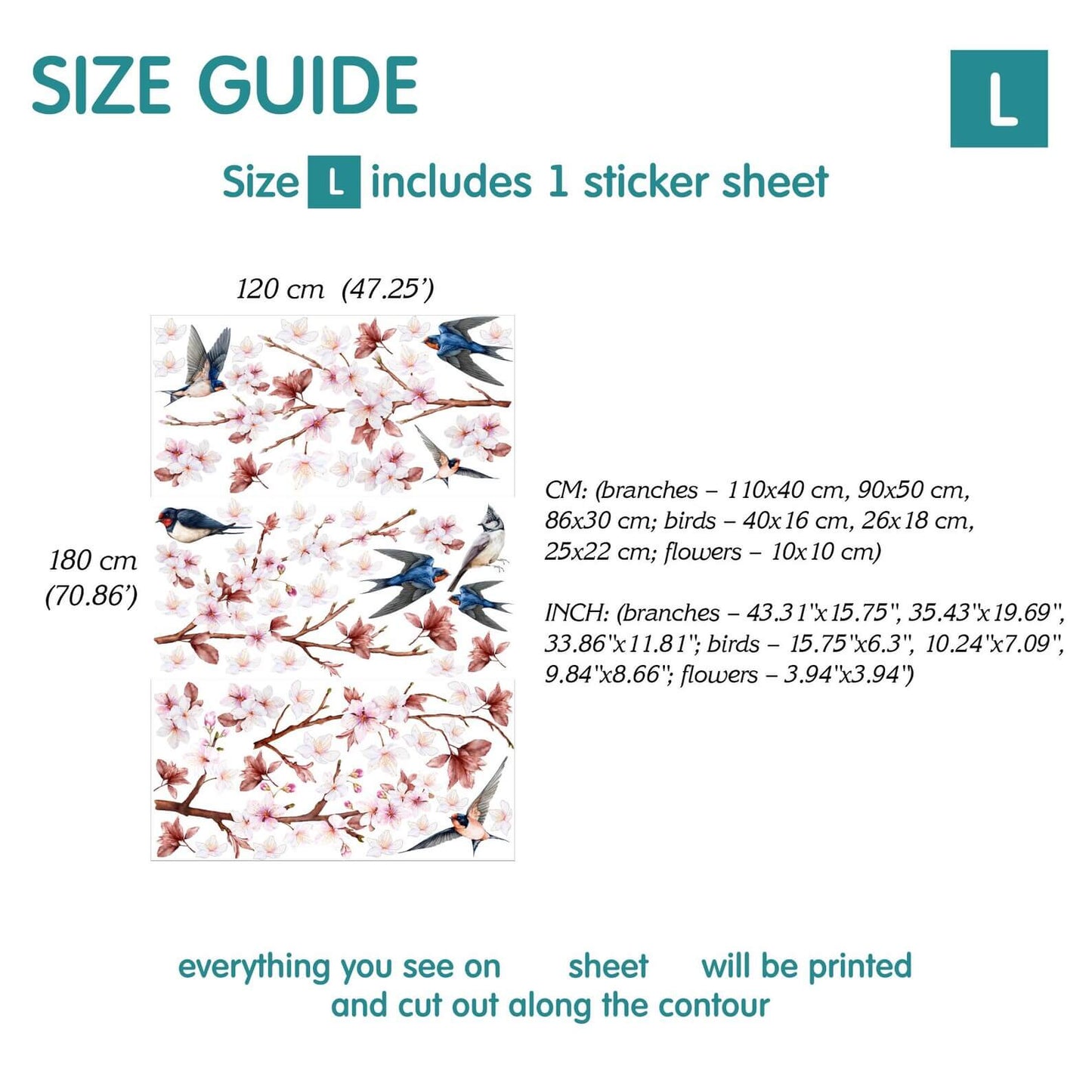 Swallow and Cherry Blossom Wall Decals
