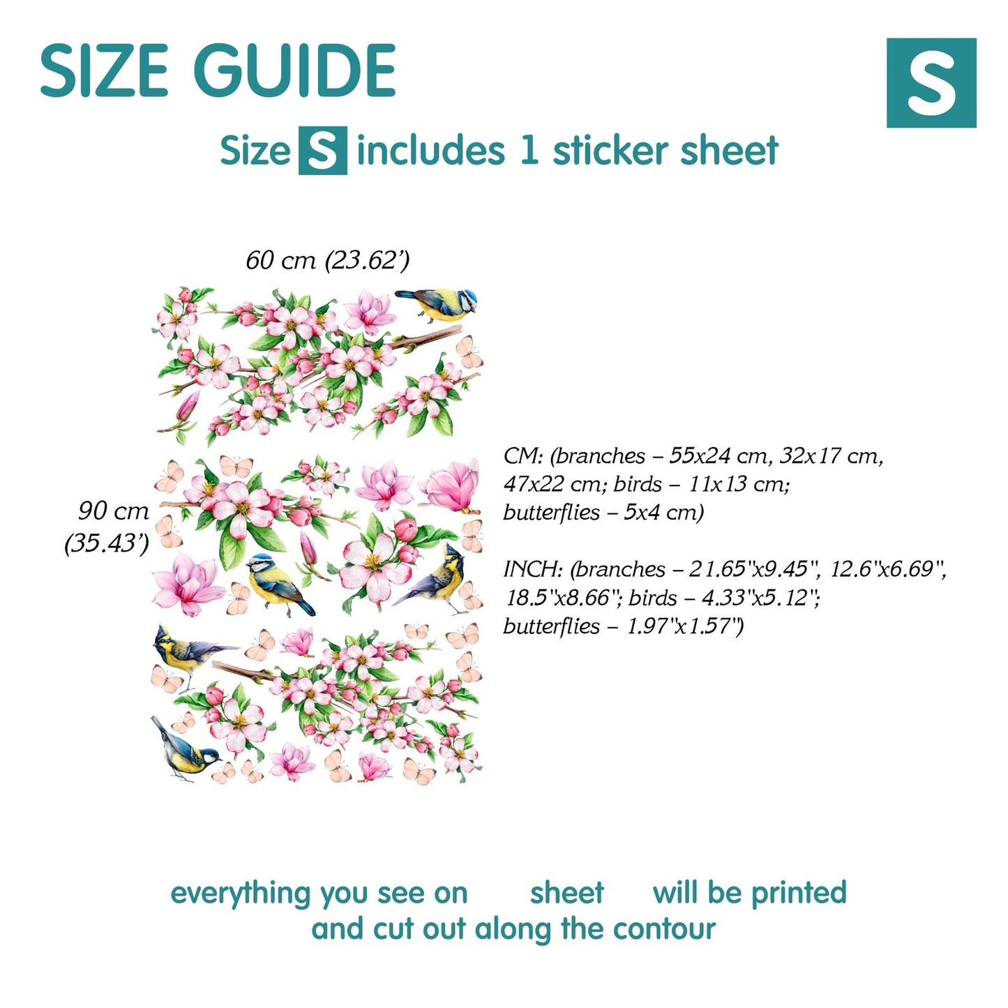 Apple Blossom Bird Wall Decals