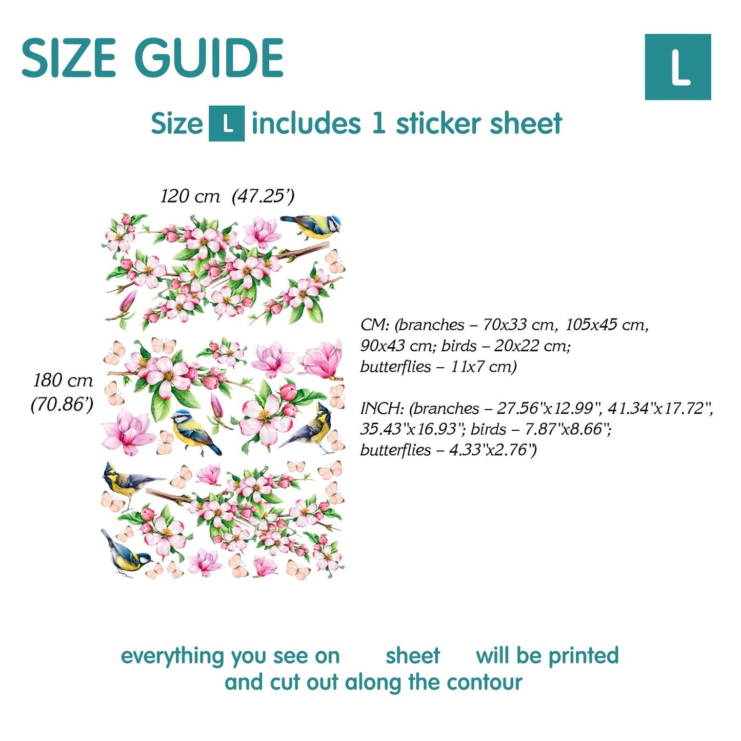 Apple Blossom Bird Wall Decals