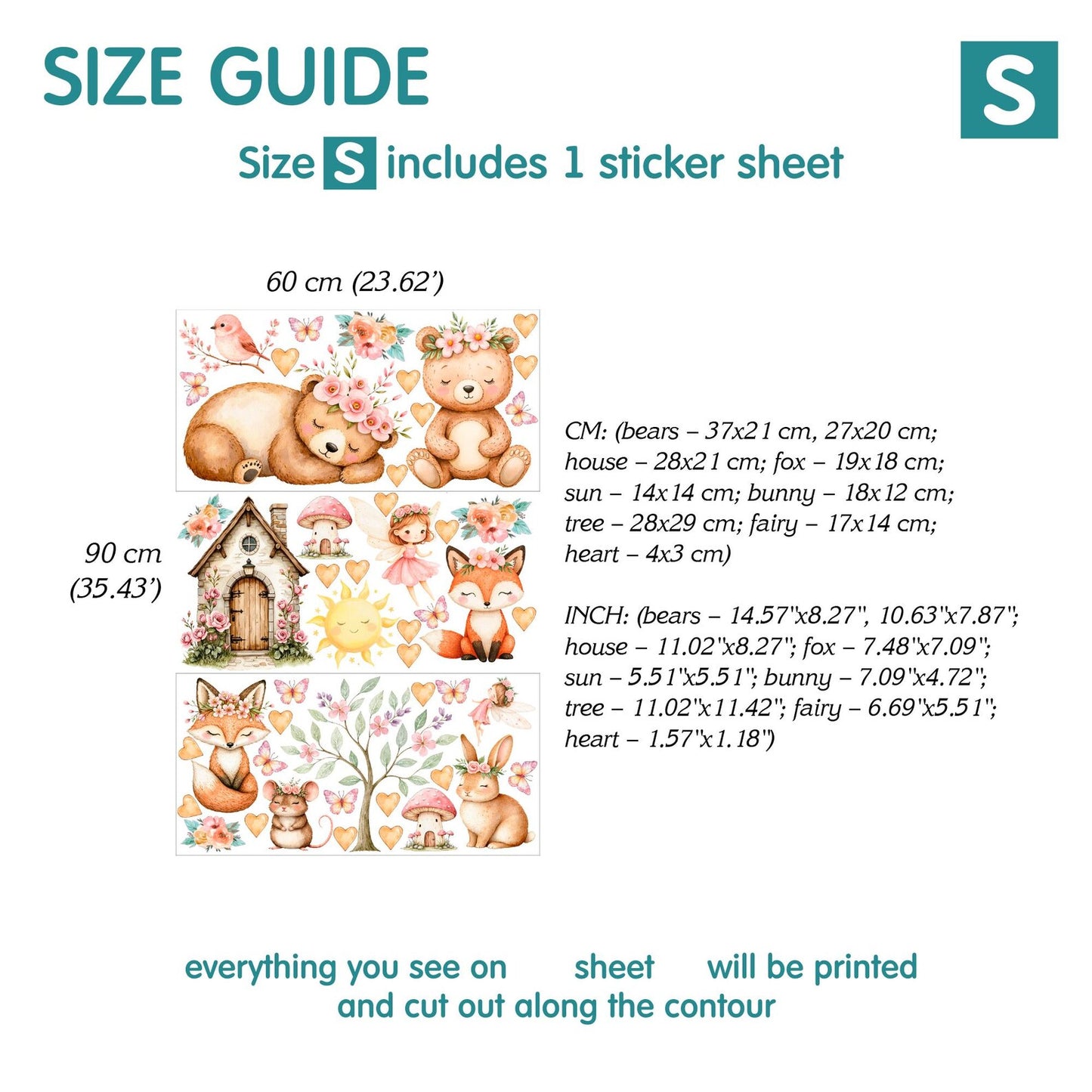 Woodland Animal Wall Decals 5.65