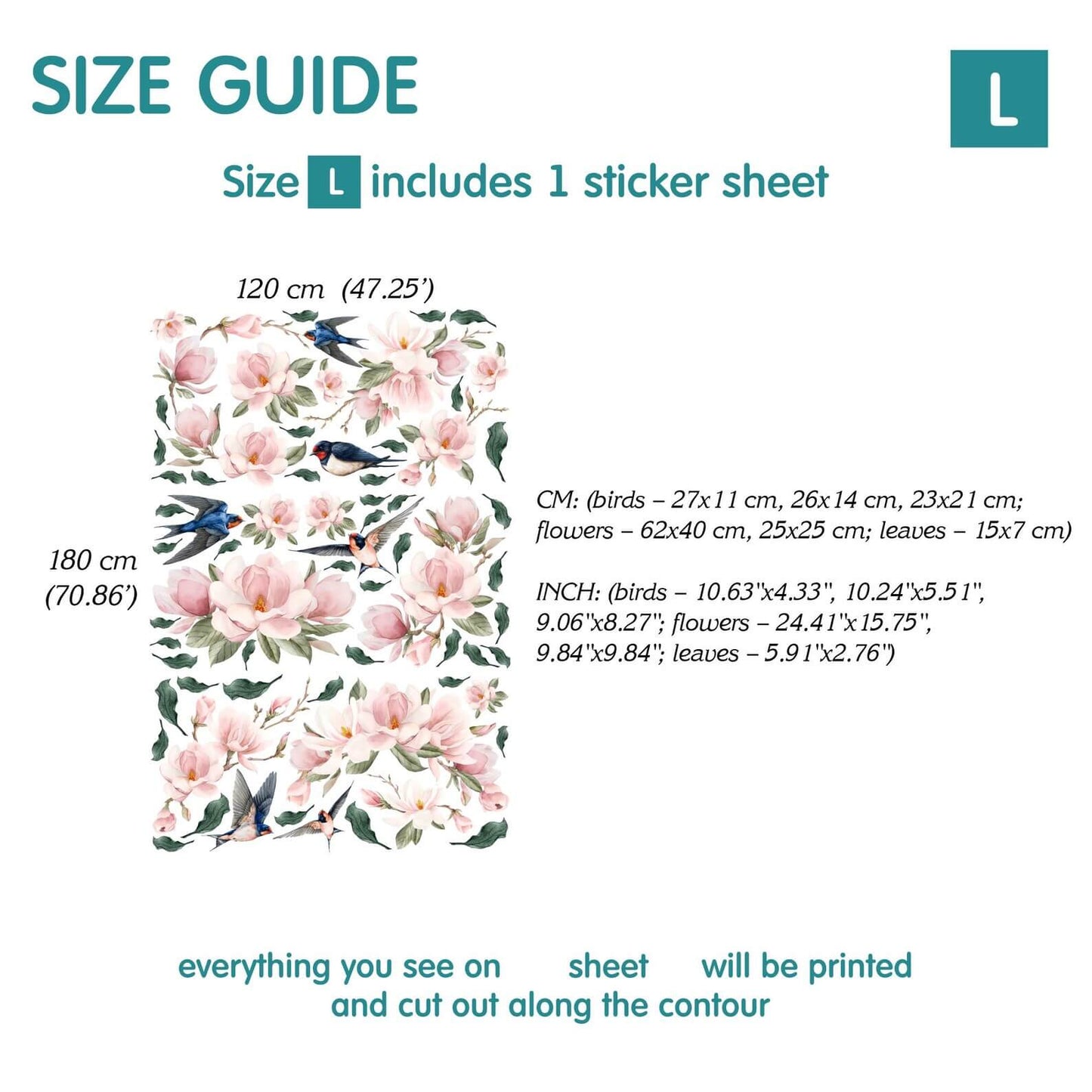 Swallow and Magnolia Wall Decals