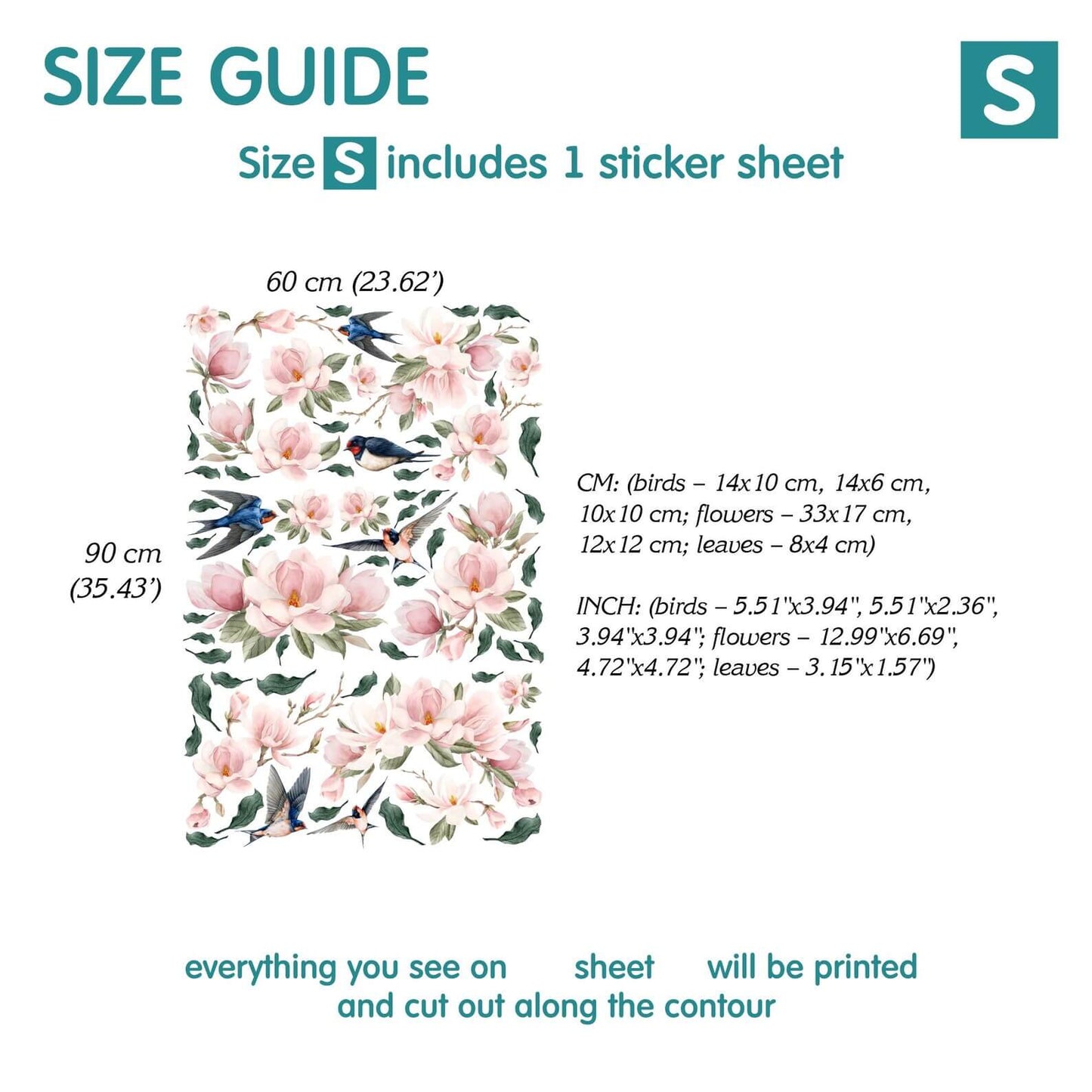 Swallow and Magnolia Wall Decals