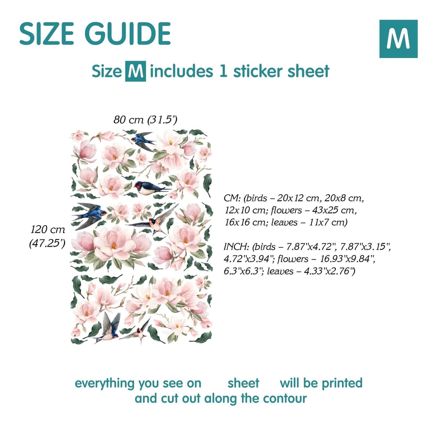 Swallow and Magnolia Wall Decals