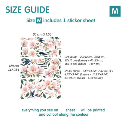 Swallow and Magnolia Wall Decals