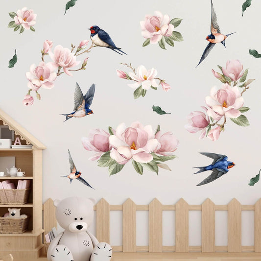 Swallow and Magnolia Wall Decals