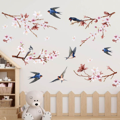 Swallow and Cherry Blossom Wall Decals