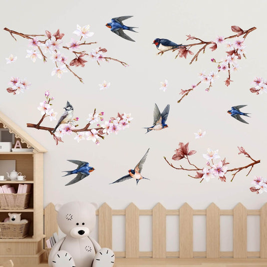 Swallow and Cherry Blossom Wall Decals