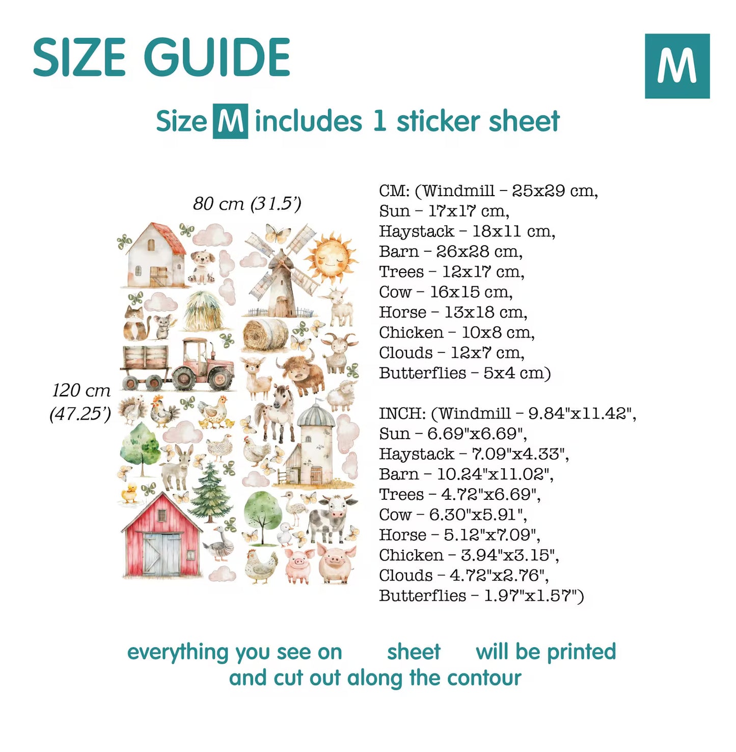 Farm Animal Wall Decals 13.11