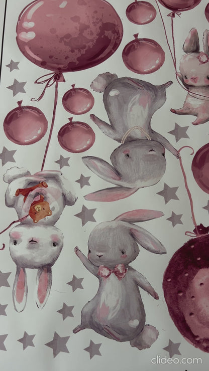 Bunnies Flying Wall Decals